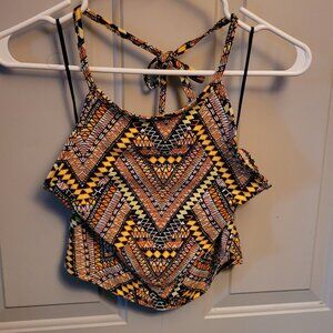 Sweet Black, Orange Halter Top by H & M Bust 34"